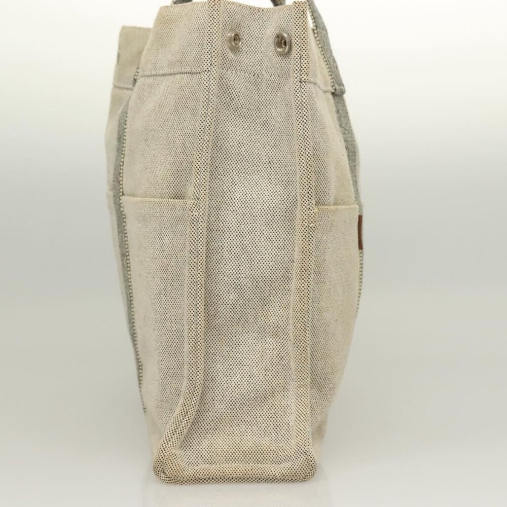 HERMES New Fourre Tout MM Hand Bag Canvas Gray Silver Auth bs27031 - Picture 5 of 16